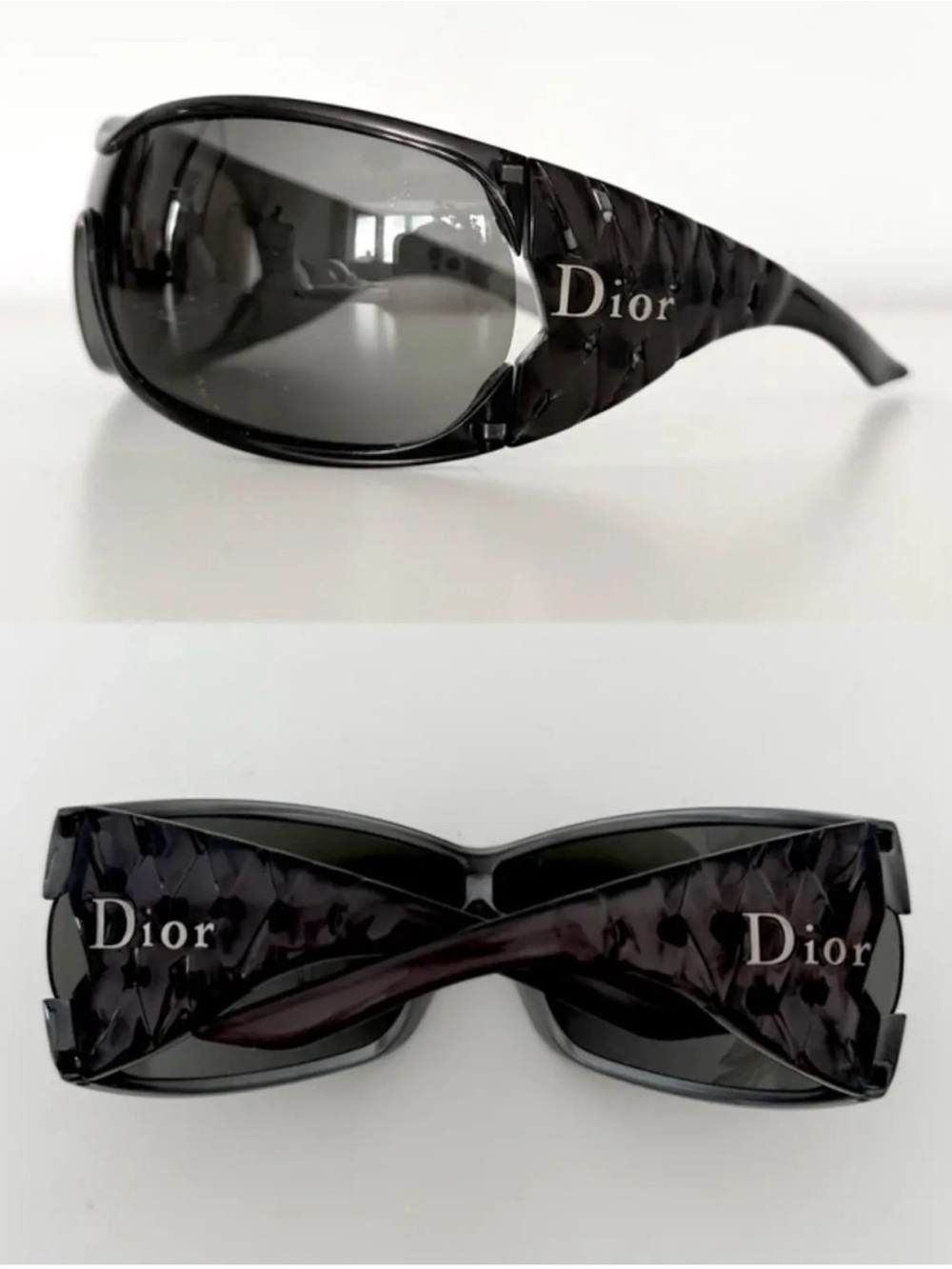 RARE Dior Y2K Vintage Sunglasses 
Black ribbon shield sunglasses